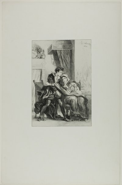 Hamlet och drottningen av Eugène Delacroix