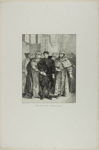 Hamlet och drottningen, plansch 1 från Hamlet av Eugène Delacroix
