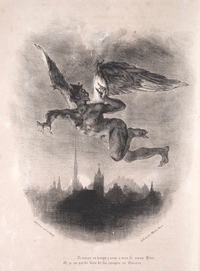 Illustrationer för Faust: Mefistofeles i luften av Eugène Delacroix