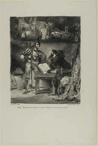 Mephistopheles visar sig för Faust, från Faust av Eugène Delacroix