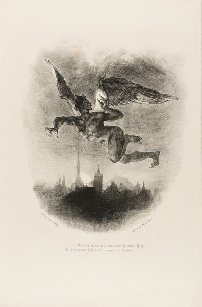Mephistopheles Flying, från Faust av Eugène Delacroix