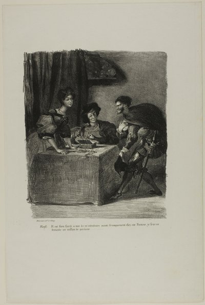 ファウストスウェーデン語より、メフィストフェレスがマルタを訪ねる av Eugène Delacroix