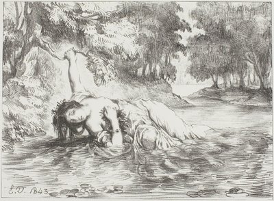 Ofelias död av Eugène Delacroix