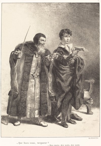 Polonius och Hamlet (akt II, scen II) av Eugène Delacroix