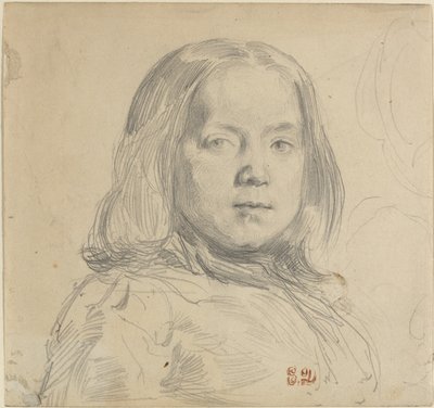 Porträtt av ett barn. av Eugène Delacroix