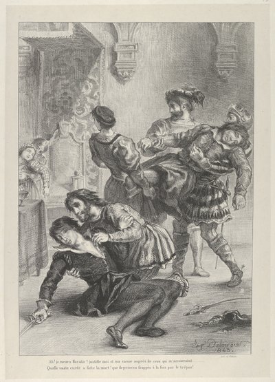 Hamlets död, 1843., 1843. av Eugène Delacroix