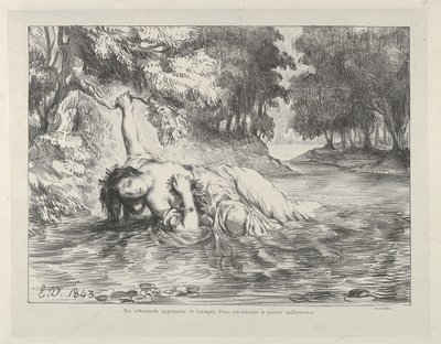 Ophelias död, 1843., 1843. av Eugène Delacroix