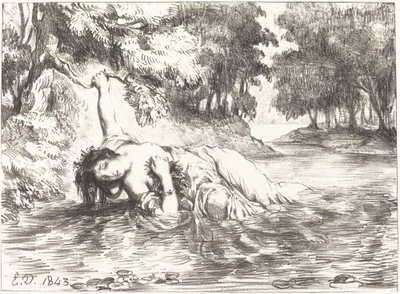 The Death of Ophelia Act IV, Scen VII, 1843. av Eugène Delacroix