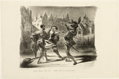 Duellen mellan Faust och Valentine, från Faust av Eugène Delacroix