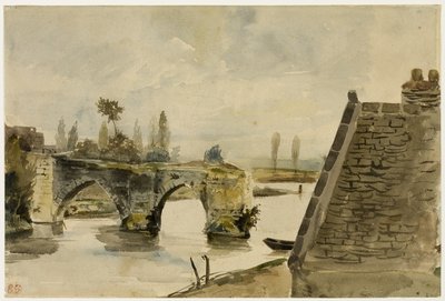 Den gamla bron i Nantes av Eugène Delacroix