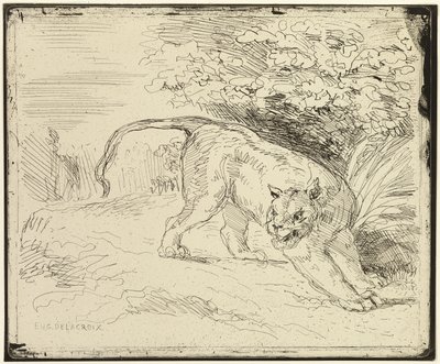 Tiger redo för våren av Eugène Delacroix