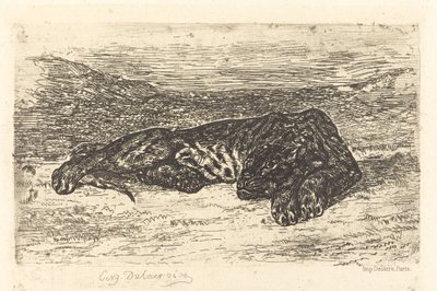 Tiger som sover i öknen av Eugène Delacroix