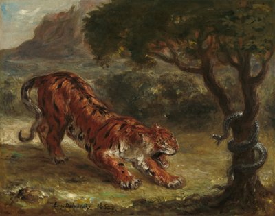 Tiger och orm av Eugène Delacroix