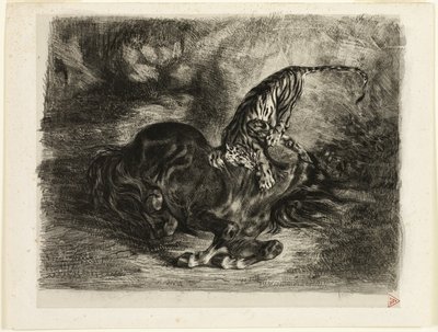 Vildhäst fälld av en tiger av Eugène Delacroix