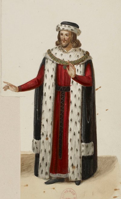 Kostym av Enguerrand de Marigny (La Tour de Nesle, 1832) (beskuren) av Eugène Du Faget