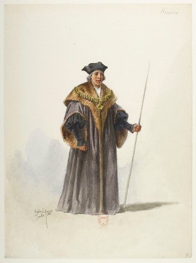 Btv1b84558104 09 - Saint-Saëns - Henrik VIII - Kostymmaketter - Lacoste - 9:e Huissier av Eugene Lacoste