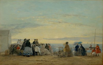 På stranden, solnedgång av Eugene Louis Boudin