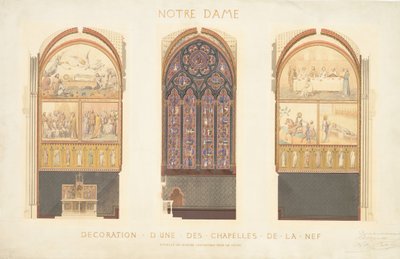 Plan för renovering av ett kapell i långhuset i katedralen Notre Dame, Paris, 1843. av Eugène Viollet le Duc