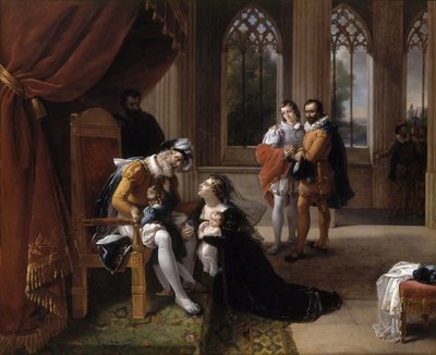 Inês de Castro med sina barn vid fötterna av Afonso IV, kung av Portugal, 1335 av Eugénie Servières