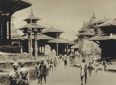 Indien, Temple Street, Katmandu (svartvitt foto) av European Photographer