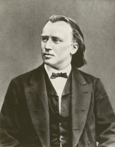 Johannes Brahms, porträtt, ca 1876 (svartvitt foto) av European Photographer