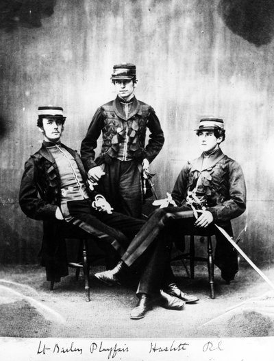 Löjtnanter Bailey, Playfair och Haslitt, ca 1860 av European Photographer