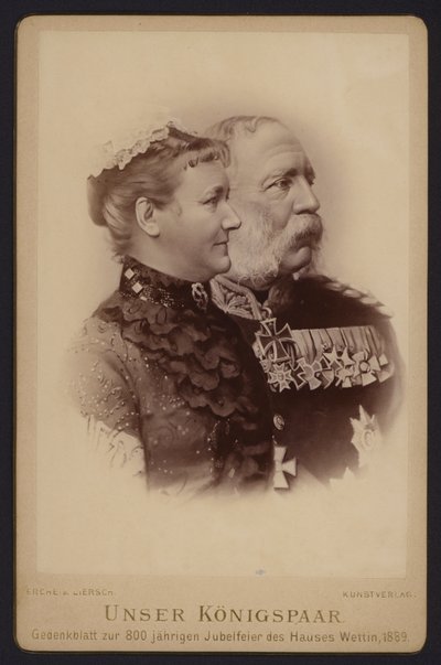 Porträtt, Albert, kung av Sachsen, och hans fru, tidigare prinsessan Carola av Sverige (s/v foto) av European Photographer