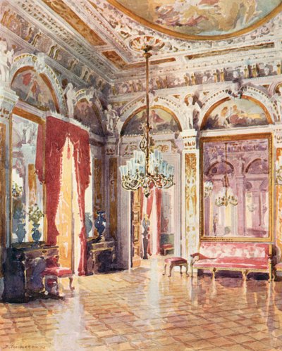 Ett hörn av hederssalen, Cattete-palatset (färglitografi) av European School