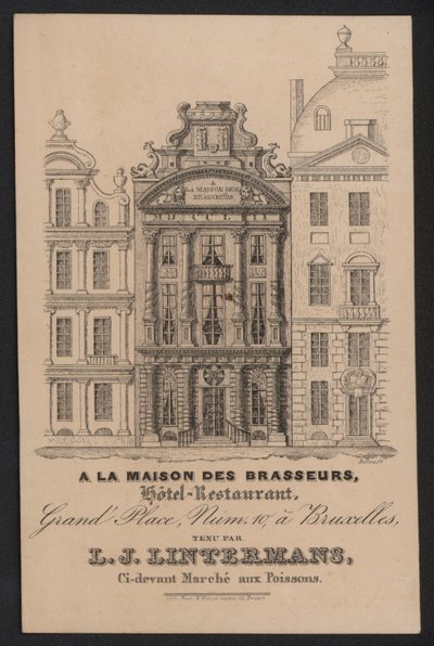 På La Maison Des Brasseurs, Hotellrestaurang, Bryssel, L J Lintermans (gravyr) av European School