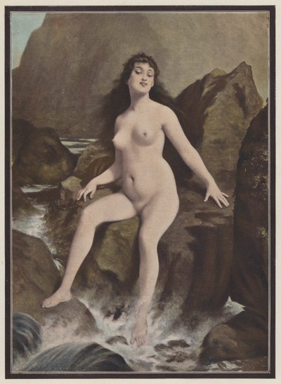 En siren, en varelse från grekisk mytologi (färg litho) av European School