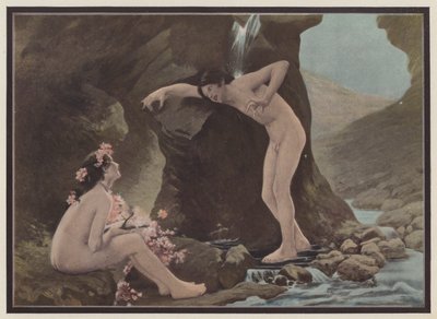 En scen från Daphnis och Chloe (färg litho) av European School
