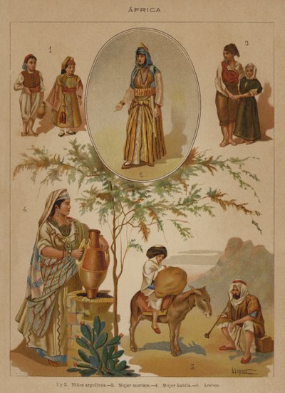 Afrika (färg litho) av European School