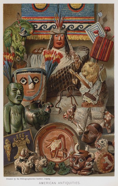Amerikanska antikviteter (chromolitho) av European School