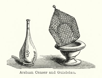Arabiskt rökelsekar och Gulabdan (gravyr) av European School