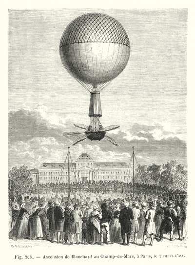 Bestigning av Blanchard till Champ-de-Mars, i Paris, 2 mars 1784 av European School