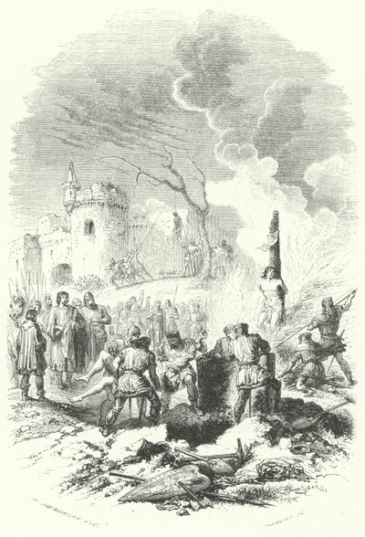 Baldwin V, greve av Hainaut, återställer ordningen i sin fars land (gravyr) av European School