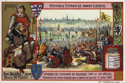 Välsignelse av den flamländska armén före slaget vid Courtrai, 1302 av European School