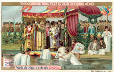 Vattnets välsignelse i Rumänien (chromolitho) av European School