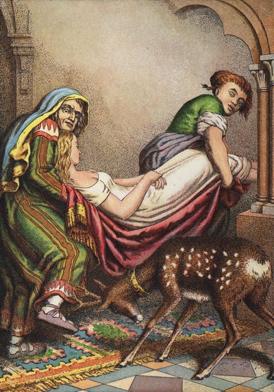 Bror och syster (färg litho) av European School