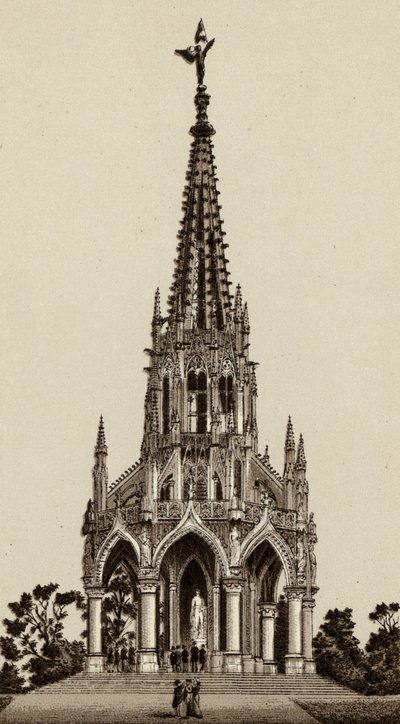 Bryssel/Bryssel: Monumentet över kung Leopold I (litho) av European School