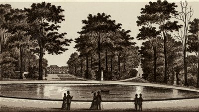 Bruxelles / Bryssel: Utsikt över parken (litho) av European School