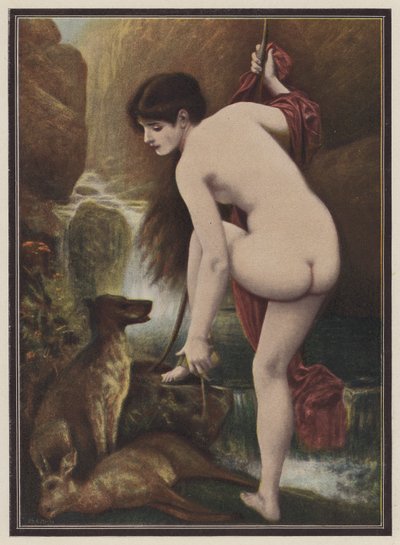 Callisto, nymf från grekisk mytologi (färg litho) av European School