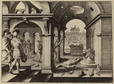 Fångad förbundsark i Dagon-filisternas tempel (gravyr) av European School