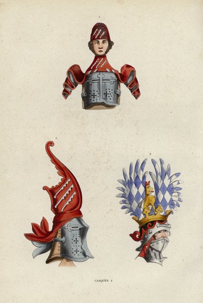 Casques (färgad gravyr) av European School