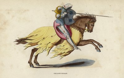 Chevalier Francais (färgad gravyr) av European School