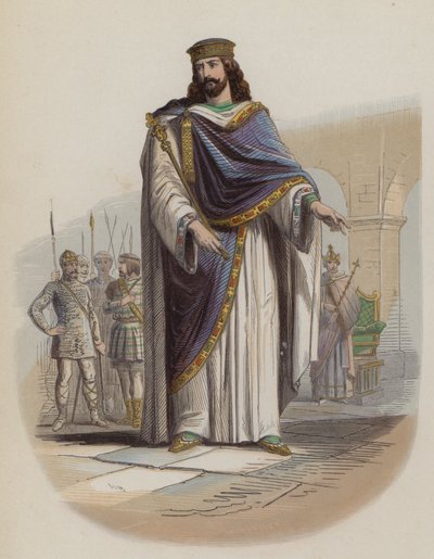Clovis I, Frankernas kung (färgad gravyr) av European School