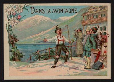 In The Mountain (färg litho) av European School