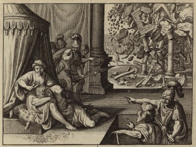 Delilah klipper Simsons hår (gravyr) av European School