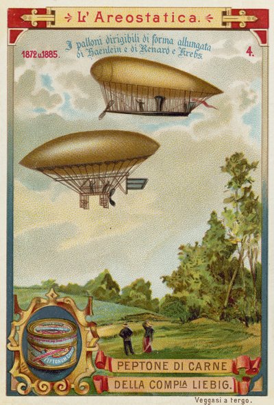 Dirigible luftskepp av Haenlein (1872) och Renard och Krebs (1885) av European School