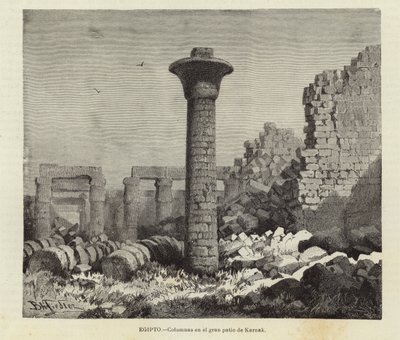 Egypten - Kolumner i det stora hovet i Karnak av European School